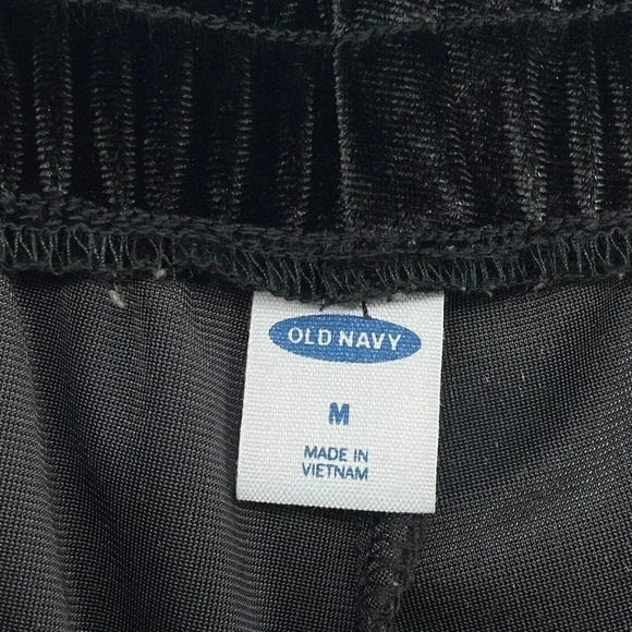 Old Navy Pants Women's Sz M Black Cropped Wide Leg Elastic Waist Stretch Velvet - Picture 11 of 12